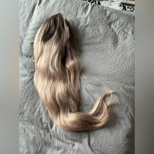 24 inch ombré/rooted rose gold brunette synthetic lace front wig